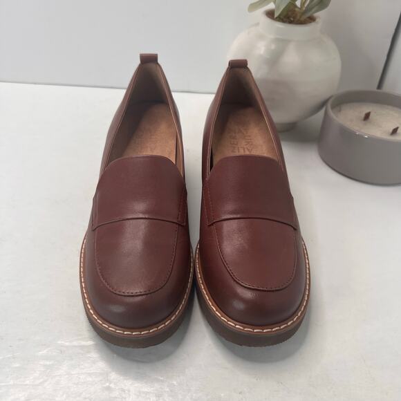 Vionic Willa Wedge Leather Slip On Comfort Loafers Brown Women 6 Light Wear - Picture 5 of 11